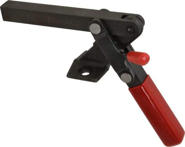 De-Sta-Co - 1,000 Lb Holding Capacity, Vertical Handle, Manual Hold Down Toggle Clamp - 65° Handle Movement, 195° Bar Opening, Solid Bar, Flanged Base, Electro-Plated Zinc, Carbon Steel - Apex Tool & Supply