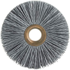 Brush Research Mfg. - 4" OD, 5/8" Arbor Hole, Crimped Abrasive Nylon Wheel Brush - 3/4" Face Width, 1-7/16" Trim Length, 20,000 RPM - Apex Tool & Supply