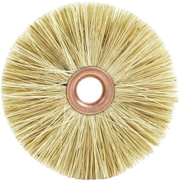 Brush Research Mfg. - 3-1/2" OD, 1/2" Arbor Hole, Crimped Tampico Wheel Brush - 1/2" Face Width, 5/16" Trim Length, 20,000 RPM - Apex Tool & Supply