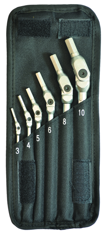 6 Piece - 3 - 10mm -Chrome HexPro Pivot Head Hex Wrench Set - Apex Tool & Supply