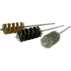 Brush Research Mfg. - 7/8" Diam Helical Steel Tube Brush - Single Spiral, 0.008" Filament Diam, 2" Brush Length, 6" OAL, 0.22" Diam Galvanized Steel Shank - Apex Tool & Supply