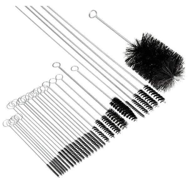 Brush Research Mfg. - 3/4" Diam Helical Nylon Tube Brush - Single Spiral, 0.028" Filament Diam, 3" Brush Length, 14" OAL, 0.245" Diam Galvanized Steel Shank - Apex Tool & Supply