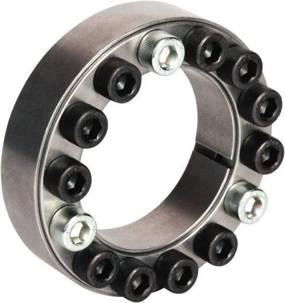 Climax Metal Products - M12 Thread, 3-7/8" Bore Diam, 5.709" OD, Shaft Locking Device - 14 Screws, 53,513 Lb Axial Load, 5.709" OAW, 1.024" Thrust Ring Width, 8,640 Ft/Lb Max Torque - Apex Tool & Supply