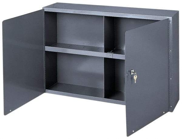 Durham - 1 Shelf Wall Storage Cabinet - Steel, 33-3/4" Wide x 8-1/2" Deep x 22-1/4" High, Gray - Apex Tool & Supply