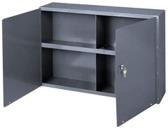 Durham - 1 Shelf Wall Storage Cabinet - Steel, 33-3/4" Wide x 8-1/2" Deep x 22-1/4" High, Gray - Apex Tool & Supply