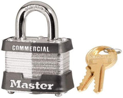 Master Lock - 3/4" Shackle Clearance, Keyed Different Maximum Security Padlock - 9/32" Shackle Diam, Laminated Steel - Apex Tool & Supply