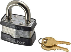 Master Lock - 15/16" Shackle Clearance, Keyed Alike Maximum Security Padlock - 5/16" Shackle Diam, Laminated Steel - Apex Tool & Supply