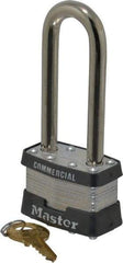 Master Lock - 2-1/2" Shackle Clearance, Keyed Alike Maximum Security Padlock - 5/16" Shackle Diam, Laminated Steel - Apex Tool & Supply