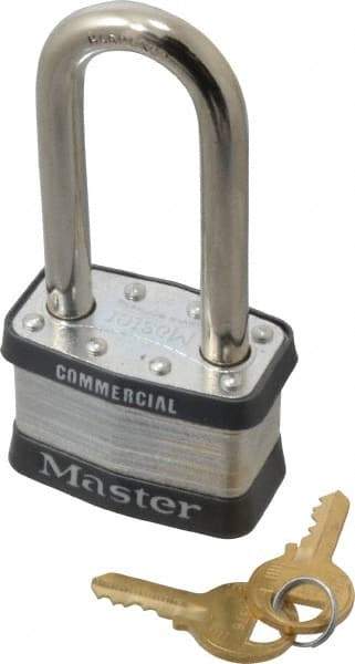 Master Lock - 2-1/2" Shackle Clearance, Keyed Alike Maximum Security Padlock - 3/8" Shackle Diam, Laminated Steel - Apex Tool & Supply