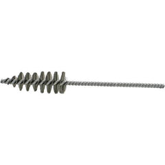 Brush Research Mfg. - 1.3" Diam Helical Steel Tube Brush - Single Spiral, 0.012" Filament Diam, 3-5/8" Brush Length, 10-1/2" OAL, 0.292" Diam Galvanized Steel Shank - Apex Tool & Supply
