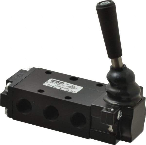 Parker - 0.83 CV Rate, 1/4" NPT Inlet Direct Air 2 Mechanical Spool Valve - 4 Way, 3 Position EC, Lever Manual Return, 150 Max psi - Apex Tool & Supply