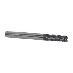 Accupro - 1/4" Diam, 3/4" LOC, 4 Flute Solid Carbide Roughing & Finishing Square End Mill - AlTiN Finish, 2-1/2" OAL, 1/4" Shank Diam, Straight Shank, 40° Helix, Centercutting - Apex Tool & Supply