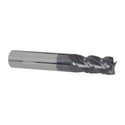Accupro - 1/2" Diam, 1" LOC, 4 Flute Solid Carbide Roughing & Finishing Square End Mill - AlTiN Finish, 3" OAL, 1/2" Shank Diam, Straight Shank, 40° Helix, Centercutting - Apex Tool & Supply