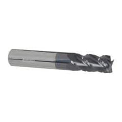 Accupro - 1/2" Diam, 1" LOC, 4 Flute Solid Carbide Roughing & Finishing Square End Mill - AlTiN Finish, 3" OAL, 1/2" Shank Diam, Straight Shank, 40° Helix, Centercutting - Apex Tool & Supply
