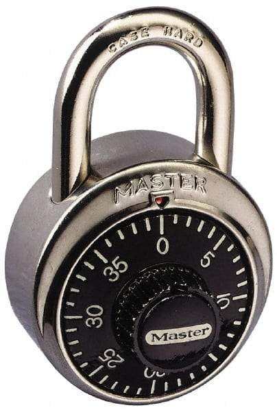 Master Lock - 1-7/8" Body Width, 3/4" Shackle Clearance, Steel Combination Lock - 9/32" Shackle Diam, 13/16" Shackle Width - Apex Tool & Supply