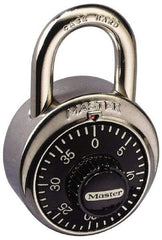 Master Lock - 1-7/8" Body Width, 3/4" Shackle Clearance, Steel Combination Lock - 9/32" Shackle Diam, 13/16" Shackle Width - Apex Tool & Supply