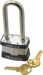 Master Lock - 2-1/2" Shackle Clearance, Keyed Alike Maximum Security Padlock - 5/16" Shackle Diam, Laminated Steel - Apex Tool & Supply