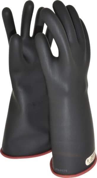 Salisbury by Honeywell - Class 1, Size L (9), 14" Long, Rubber Lineman's Glove - 7,500 AC Max Use Voltage, 10,000 AC Test Voltage, Black/Red, ASTM D120, IEC EN60903 - Apex Tool & Supply