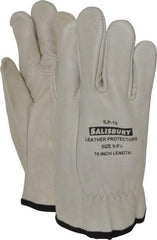 Salisbury by Honeywell - Size L (9), 10" Long, Cowhide Leather Protector - Not for Electrical Protection (ASTM F696-02), Wear Over Rubber Insulating Gloves, ASTM F496 - Apex Tool & Supply