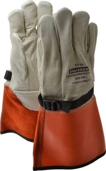 Salisbury by Honeywell - Size L (9), 14" Long, Cowhide Leather Protector - Not for Electrical Protection (ASTM F696-02), Wear Over Rubber Insulating Gloves, ASTM F496 - Apex Tool & Supply