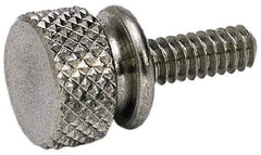 Electro Hardware - #4-40 Knurled Shoulder Grade 1 & F Brass Thumb Screw - 3/4" OAL, 3/8" Head Diam x 3/16" Head Height, Nickel-Plated Finish - Apex Tool & Supply