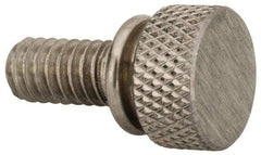 Electro Hardware - 1/4-20 Knurled Shoulder Grade 303 Stainless Steel Thumb Screw - 7/8" OAL, 1/2" Head Diam x 1/4" Head Height, Uncoated - Apex Tool & Supply