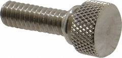 Electro Hardware - 1/4-20 Knurled Shoulder Grade 303 Stainless Steel Thumb Screw - 1-1/8" OAL, 1/2" Head Diam x 1/4" Head Height, Uncoated - Apex Tool & Supply