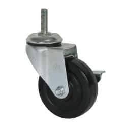 Value Collection - 4" Diam x 1-1/4" Wide x 5-13/32" OAH Stem Mount Swivel Caster with Brake - TPR, 200 Lb Capacity, Ball Bearing, 1/2-13 x 1-1/2" Threaded Stem - Apex Tool & Supply