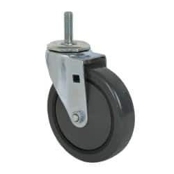 Albion - 5" Diam x 1-1/4" Wide x 6" OAH Stem Mount Swivel Caster - Polyurethane, 275 Lb Capacity, Ball Bearing, 1/2-13 x 1-1/2" Threaded Stem - Apex Tool & Supply