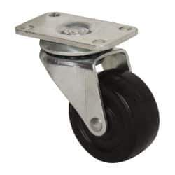 Albion - 1-5/8" Diam x 47/64" Wide x 2-9/32" OAH Top Plate Mount Swivel Caster - Soft Rubber, 70 Lb Capacity, Plain Bearing, 1-3/16 x 2" Plate - Apex Tool & Supply