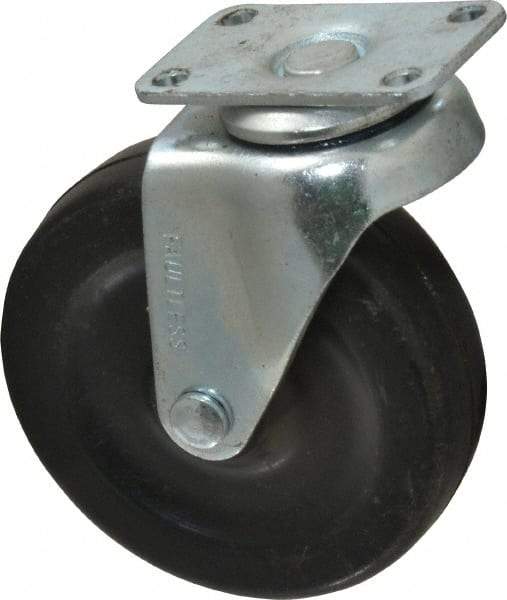 Albion - 3" Diam x 13/16" Wide x 3-19/32" OAH Top Plate Mount Swivel Caster - Soft Rubber, 90 Lb Capacity, Plain Bearing, 1-1/8 x 2-1/8" Plate - Apex Tool & Supply