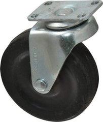 Albion - 3" Diam x 13/16" Wide x 3-19/32" OAH Top Plate Mount Swivel Caster - Soft Rubber, 90 Lb Capacity, Plain Bearing, 1-1/8 x 2-1/8" Plate - Apex Tool & Supply