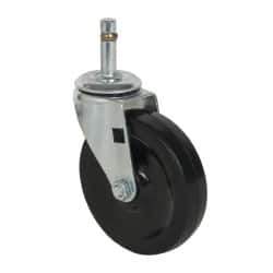Albion - 4" Diam x 15/16" Wide x 4-5/8" OAH Stem Mount Swivel Caster - Soft Rubber, 115 Lb Capacity, Self-Lubricating Bearing, 7/16 x 1-17/32" Friction Stem - Apex Tool & Supply