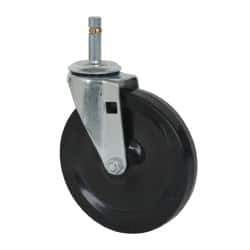 Albion - 5" Diam x 15/16" Wide x 5-5/8" OAH Stem Mount Swivel Caster - Soft Rubber, 125 Lb Capacity, Self-Lubricating Bearing, 7/16 x 1-17/32" Friction Stem - Apex Tool & Supply