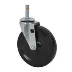 Albion - 5" Diam x 15/16" Wide x 5-5/8" OAH Stem Mount Swivel Caster - Soft Rubber, 125 Lb Capacity, Self-Lubricating Bearing, 7/16 x 1-17/32" Friction Stem - Apex Tool & Supply