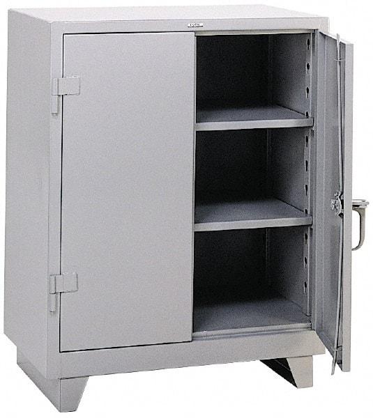 Durham - 2 Shelf Locking Storage Cabinet - Steel, 36" Wide x 24" Deep x 42" High, Gray - Apex Tool & Supply