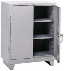 Durham - 2 Shelf Locking Storage Cabinet - Steel, 36" Wide x 24" Deep x 42" High, Gray - Apex Tool & Supply