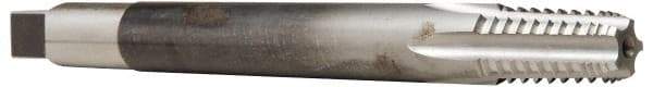 Hertel - 1/2-14 NPTF, 5 Flute, TiN Finish, High Speed Steel, Extension Pipe Tap - 6" OAL, 11/16" Shank Diam, 1-3/8" Thread Length, 0.515" Square Size - Apex Tool & Supply