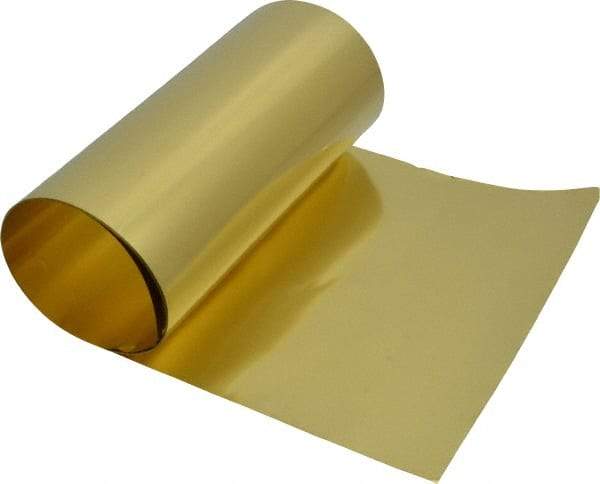 Made in USA - 100 Inch Long x 6 Inch Wide x 0.0015 Inch Thick, Roll Shim Stock - Brass - Apex Tool & Supply