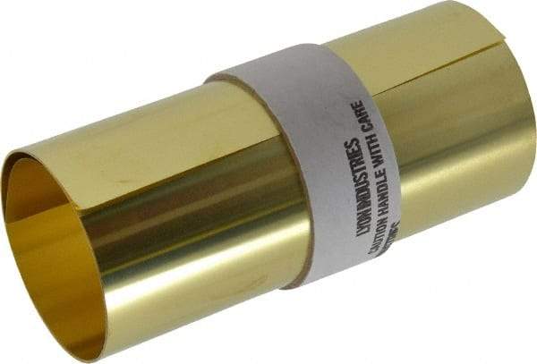 Made in USA - 100 Inch Long x 6 Inch Wide x 0.002 Inch Thick, Roll Shim Stock - Brass - Apex Tool & Supply