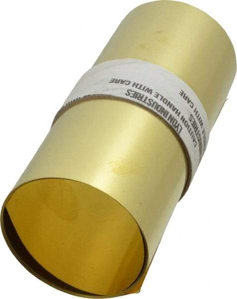 Made in USA - 100 Inch Long x 6 Inch Wide x 0.003 Inch Thick, Roll Shim Stock - Brass - Apex Tool & Supply