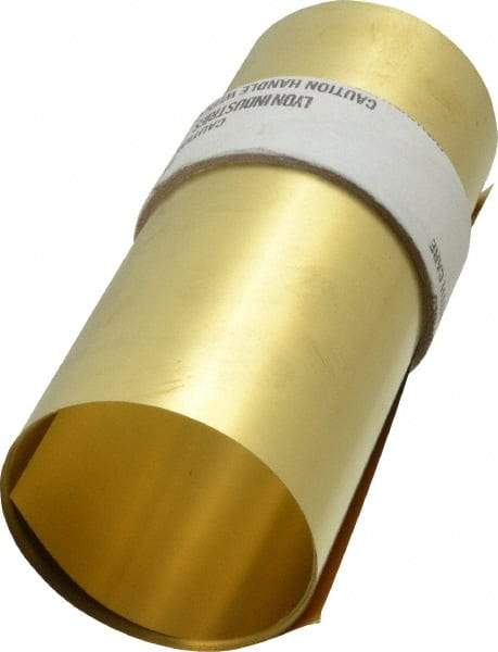 Made in USA - 100 Inch Long x 6 Inch Wide x 0.004 Inch Thick, Roll Shim Stock - Brass - Apex Tool & Supply