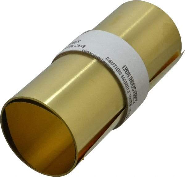 Made in USA - 100 Inch Long x 6 Inch Wide x 0.005 Inch Thick, Roll Shim Stock - Brass - Apex Tool & Supply