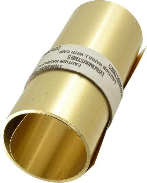 Made in USA - 100 Inch Long x 6 Inch Wide x 0.008 Inch Thick, Roll Shim Stock - Brass - Apex Tool & Supply