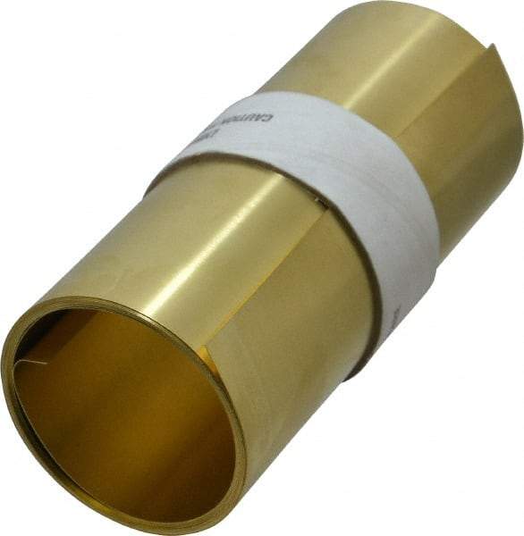 Made in USA - 100 Inch Long x 6 Inch Wide x 0.01 Inch Thick, Roll Shim Stock - Brass - Apex Tool & Supply