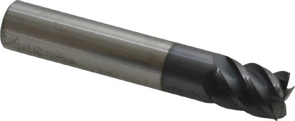 Accupro - 7/16" Diam, 9/16" Length of Cut, 7/16" Shank Diam, 2-1/2" OAL, 5 Flute Solid Carbide Square End Mill - Apex Tool & Supply
