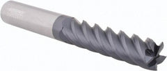 Accupro - 1/2", 2" LOC, 1/2" Shank Diam, 4" OAL, 5 Flute, Solid Carbide Square End Mill - Single End, AlTiN Finish, Spiral Flute, 45° Helix, Centercutting, Right Hand Cut, Right Hand Flute - Apex Tool & Supply