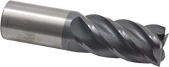 Accupro - 1", 2" LOC, 1" Shank Diam, 4" OAL, 5 Flute, Solid Carbide Square End Mill - Single End, AlTiN Finish, Spiral Flute, 45° Helix, Centercutting, Right Hand Cut, Right Hand Flute - Apex Tool & Supply