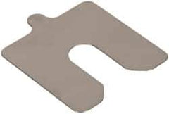 Made in USA - 10 Piece, 3 Inch Long x 3 Inch Wide x 0.02 Inch Thick, Slotted Shim Stock - Stainless Steel, 3/4 Inch Wide Slot - Apex Tool & Supply