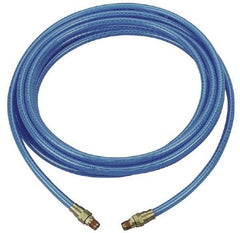 Coilhose Pneumatics - 3/8" ID, 3/8 Thread, 100' Long, Transparent Blue Polyurethane Coiled & Self Storing Hose - 200 Max psi, Male Rigid x Male Rigid - Apex Tool & Supply